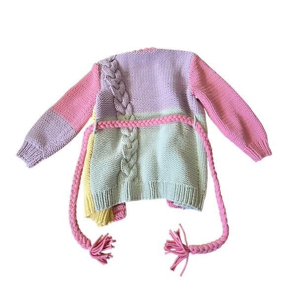 LoveShackFancy Horatio Oversized Cardigan Sweater Multicolor Knit Tassel Tie - Picture 5 of 8